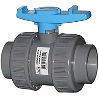 PVC Kugelhahn 50 mm mit 2 x Klebemuffe, 2 x Verschraubg.