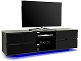 Centurion Supports Avitus Premium High Gloss Black with 4-Drawers & 3-Shelf 32"-65" LED/OLED/LCD TV Cabinet with LED Lights