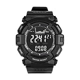 Easy Go Shopping Männer Fashion Professional Gear Form Outdoor Sport Wasserdichte Klettern Wandern Smart Digitaluhr Unterstützung Thermometer & Wettervorhersage (Farbe : Schwarz)
