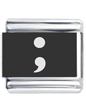 Italienischer Anhänger, Semikolon, eingraviert, für klassische Namensarmbänder