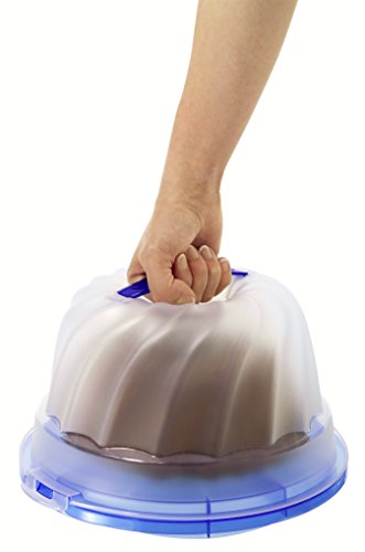 Rotho 1721106650 Gugelhupf-Kuchenbehälter Fresh aus Kunststoff (PP), mit sicherem Verschluss und bequemem Tragegriff, circa 30.5 x 28.5 x 17.5 cm, blau / transparent - 4