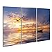 Produktbild islandburner Bild Bilder auf Leinwand schöne Landschaft mit einsamem Boot und Vögeln Gegen majestätische Wolken Eines Sonnenuntergangs im Himmel Wandbild, Poster, Leinwandbild MRX