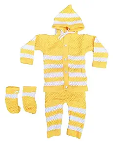CUSTOMARY Baby Boys and Baby Girls Sweater, Pyjama and Booties (0-6 Months)
