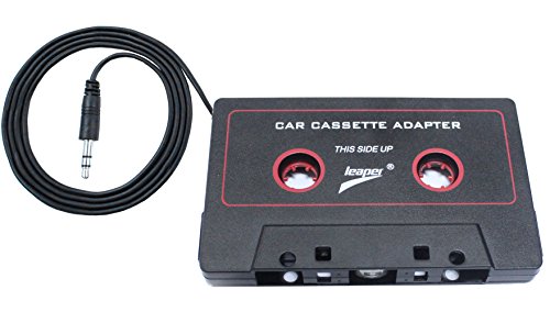 Leaper Adaptador de cintas de cassette universal para coche a jack macho de 3,5 mm, cable de 0,9 m de largo, para iPod, iPad, iPhone, Samsung, MP3, dispositivo móvil, color negro