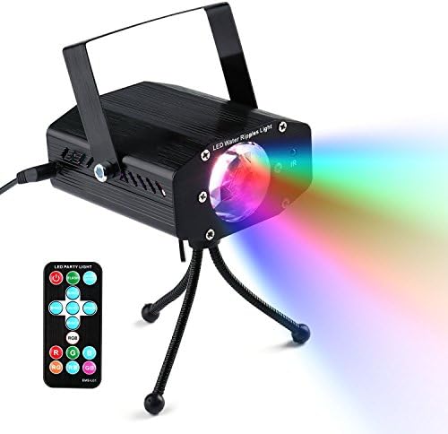 lederTEK Party Light Rotating Disco Light LED Stage Light, Sound Activated Strobe Light with Remote Control, Water Ripples Lighting Effect for Home Wedding Birthday Karaoke KTV DJ Club Parties Sensory Relaxation Night Lighting