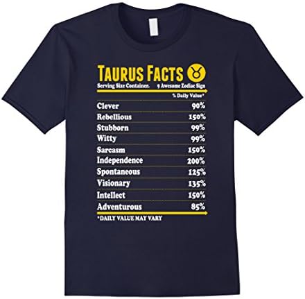 Men's Taurus Facts Servings Per Container T-shirt 2XL Navy