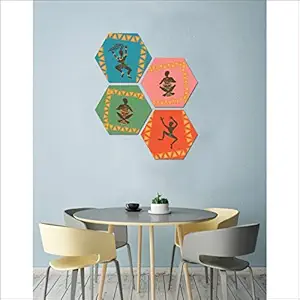 PAPER PLANE DESIGN Modern Art Wall Decoration Piece (Set of 4 Hexagonal 12 x 12 inches)