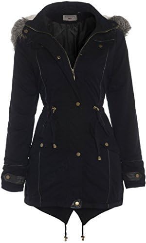 Black OVERSIZED HOOD Parka Womens Coat Sizes 8 - 24
