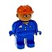 Produktbild 1 x Lego Duplo Figur Mann Hose Hemd blau mit Handy in der Tasche Bauarbeiter Helm orange Bahnhof Arbeiter 4555pb081
