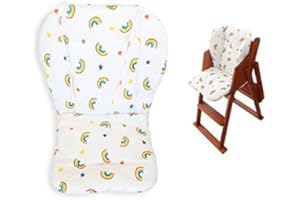 KRIZJUES Baby High Chair Cushion, Thick Pad for Wooden High Chair, Baby Dining Chair Liner Mat(Yellow Rainbow)