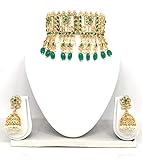 Glamour Fashion Zone Eid Special Choker Semi Bridal Kundan and polki Work Diamond Look Choker South Indian Necklace with Earring Set for Women and Girl