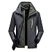 Produktbild Herren Zipper Warm Jacke 2 in 1 Abnehmbar Samt Futter Kapuzenjacke Windbreaker 2-teiliges Set Wasserdicht Regenjacke Winterjacke Große Größe Ubergangsjacke Blau Trainingsjacke Rot Slim Sportjacke