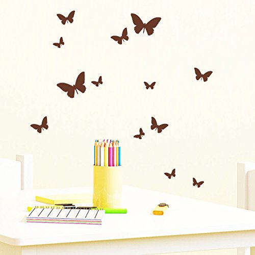 Wandtattoo Loft® Aufkleber Sticker „Schmetterlinge 13 Stück“ / 49 Farben zur Auswahl / kleinster Schmetterling 2,6 x 1,6 cm und größter Schmetterling 7 x 4 cm / pink / - 8