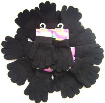 Preisvergleich Produktbild 6 Paar Kinder Schwarz Winter Stretch-Handschuhe gratis Post