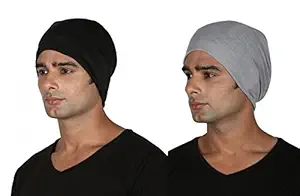 OUTOFBOX Polyester 13-in-1 Multifunctional Headwrap/Bandana, Free Size (Black and Grey) - Combo of 2 Pieces