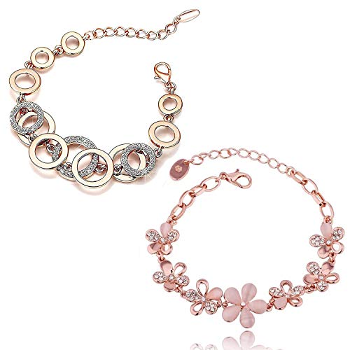 Shining Diva Fashion Collection Gold Plated Charm Bracelet for Women (Rose Gold)(cmb285_8306b_9556b)
