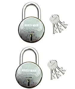 Ramson Horseman T-26 Heavy Steel 65mm Pad Lock with 3 Keys Commonly Used for Main Door of Apartments & Marketing Complex (Pack of 2)