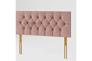 Adore Living Divan Bed Headboard Elegant Chesterfield Plush Velvet 20" Height Padded Lined Headboard (Pink, 4ft6 Double)