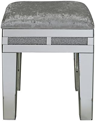 Milano Mirror Mirrored Stool Soft Deep Padded Seat Chair Home Bedroom Furniture
