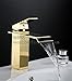 Produktbild SADASD Badezimmer Waschbecken Armatur Gold über Kupfer in flachen Wasserfall Port antike Einloch Upscale Home Bäder mit Schlauch Waschbecken Armaturen (heißes und kaltes Wasser)