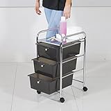 3 Drawer Storage Trolley - Black