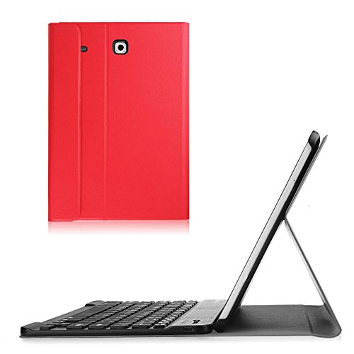 Fintie Blade X1 Samsung Galaxy Tab E 9.6 Bluetooth Tastatur Hülle Keyboard Case - Ultradünn leicht SmartShell Ständer Schutzhülle mit magnetisch abnehmbar drahtloser Bluetooth Tastatur für Samsung Galaxy Tab E T560N / T561N 24,3 cm (9,6 Zoll) Tablet-PC, Rot
