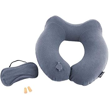 Oreiller De Voyage Gonflable LEKEFETO - Oreiller Cervical Portable Avec Support Tête Et Menton Pour Avion, Voiture, Train