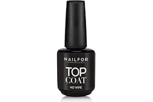 Nailfor Top Coat (15ML) Gel sigillante senza dispersione Unghie No Wipe Trasparente Lucido Asciugatura UV LED Lampada