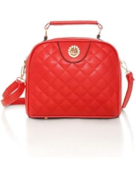 sourcingmapÂ® Frauen ZIP geschlossenes Gesteppte Top Griff PU KreuzkÃ¶rper Tasche rot