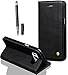 Produktbild Samsung Galaxy S8(2017)Hülle mit Schwarz Smart Touch Stift,ISENPENK Crazy Horse Pattern Outdoor PU Retro glatt Leder Tasche,Wasserdicht Shockproof Anti Slip Protection Stoßfest Leather Case mit Standfunktion,Original Bookstyle Cover Multifunktions Wallet Flip Case mit Intern Karte Schlitz,Stoßdämpfend Smart Case Wallet Tasche Schutzhülle Leathertasche für Samsung Galaxy S8(2017) 5.8Zoll[schwarz#1]+Schwarz Smart Touch Stift