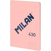 MILAN&reg; Gummed Notebook, Graph Paper, 48 Sheets A4, 95gsm Paper, 1918 Series, Pink