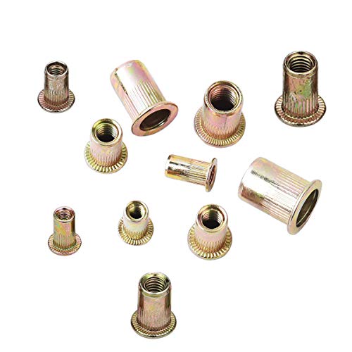 B4U Acier au Carbone Plaqué au Zinc Inserts Filetés Écrou Tête Ecrou M3 M4 M5 M6 M8 M10, 150 Pièces