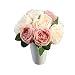 Produktbild Longra Wohnaccessoires & Deko Kunstblumen Künstliche Rose Silk Blumen 5 Blüte Blatt Garten Dekoration DIY Rosa Blume (Pink)