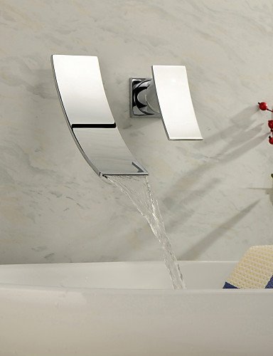 Acabado en cromo de la cascada de pared moderna talla BuyBits grifos lavabo de acero inoxidable