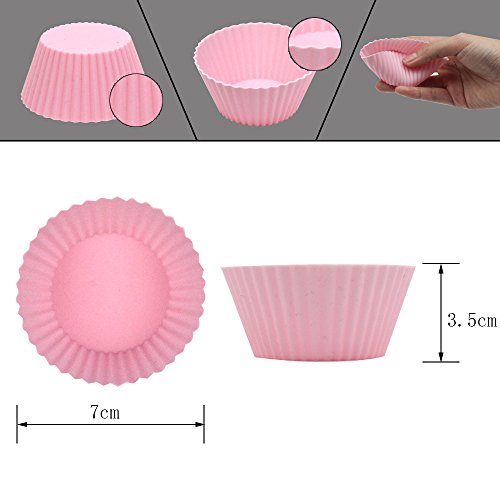 Goodlucky365 24 Stück Silikon Muffinform Backform Cupcake Muffinförmchen Silikon Muffin Form(8 Stück Rund, 8 Stück Herz, Stück Rechteck) Hitzebeständig 480°F Backenform - 2