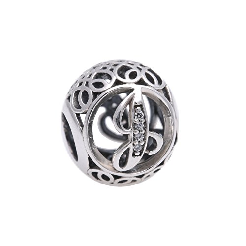 Pandora Damen-Charm Vintage“J“ 925 Zirkonia weiß-791854CZ