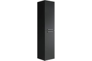 Badplaats B.V. Armoire de Rangement de Saturnus Hauteur 130 cm Noir - Meuble de Rangement Haut Placard Armoire Colonne