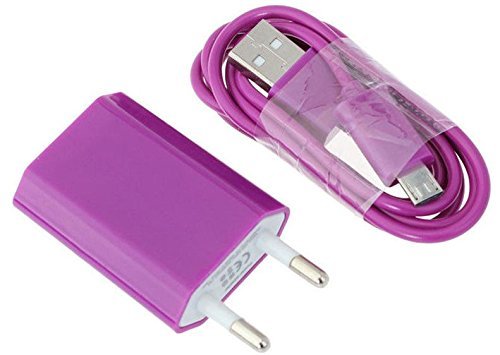 Reido® (Lila) 2in1 Set Adapter + USB Datenkabel für Samsung Galaxy Galaxy S2 Samsung Galaxy S6 S5 S7edge S7 S4 S3 S2 S6 S5 S6edge Galaxy S4 S5 I9300 I9505 S4mini S2 i9100 I9300 Galaxy S4 Galaxy S3 S3Mini S5mini S5mini I9505 Galaxy S4 I9300 Galaxy I9100 I8190 Galaxy S3mini / S 4 S4mini / S5 I9500 Micro-USB Ladegerät Ladekabel Netzteil (kein Original) (2in1 Lila Adapter+Kabel)