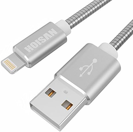 Lightning Cable, HOISAN 3.3ft iPhone Cable Metal Braided Lead with Fast Charger &amp; Data Syncing for iPhone 8/8Plus 7/7 Plus/6s/6s Plus/6/6 Plus/5/5S/5C/SE, iPad 4, iPad Air 1/2, iPad Mini 1/2/3