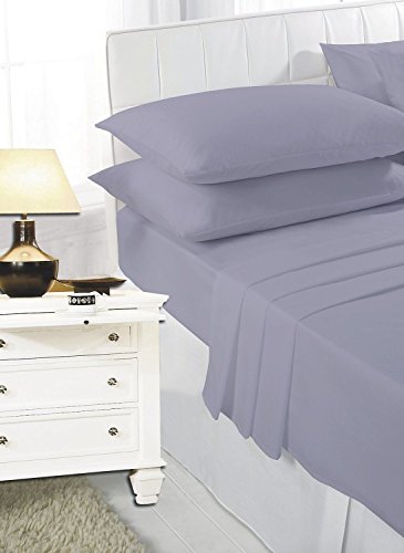 Bemode - Lenzuolo in 100% Cotone Pettinato, Tinta Unita, per Letto Singolo, Matrimoniale, Super King, 100% Cotone, Grey, Doppio