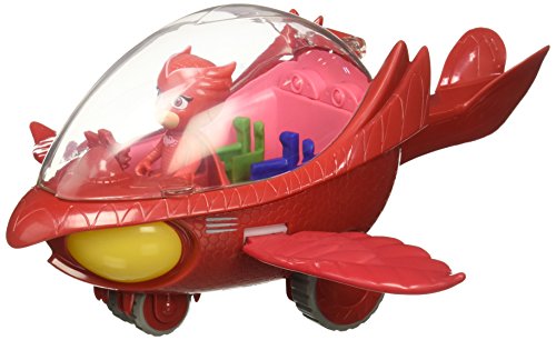 PJ Masks- Vehículo Deluxe, búho Delta y buhíta, Color Rojo (Bandai 24622)