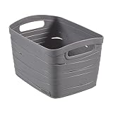 Producto de plastico. CURVER Cesta Decorativa de almacenaje para hogar Ribbon Color Gris dimención S