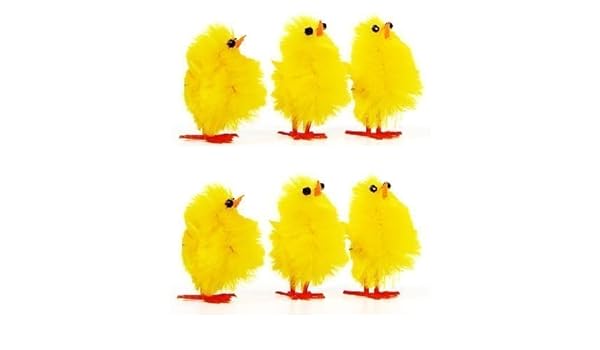 6 Plush Mini Yellow Chicks Bonnet Hat Craft Kids Easter Egg Hamper