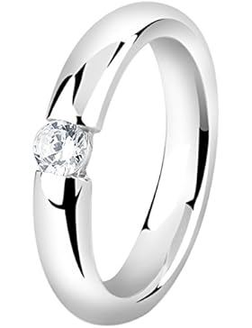 Nenalina Damen Ring Silberring besetzt mit 4 mm weißem Cubic Zirkonia, handgearbeitet aus 925 Sterling Silber,...