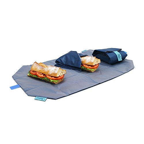 Roll'eat Boc'n'Roll - Porta Bocadillos Ecológica y Reutilizable sin BPA, Funda Bocadillo con Cierre Fácil Ajustable, Azul