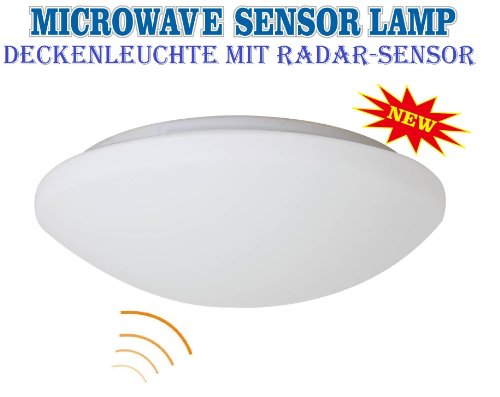 Preisvergleich Produktbild Trango Deckenleuchte Wandleuchte mit Radar Bewegungsmelder Sensorleuchte Automatikleuchte Automatiklampe Echtglas TGMV360L