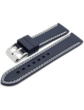 Meyhofer Uhrenarmband Calgary Sport 22mm dunkelblau Kautschuk helle Doppelnaht MyBnskc15/22mm/dblau/hDN