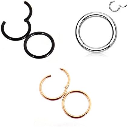 1x Segment Ring Clicker Hinge Piercing 1.2 x 10 mm G23 Titanium Nose Tragus Lip Colours, Silber