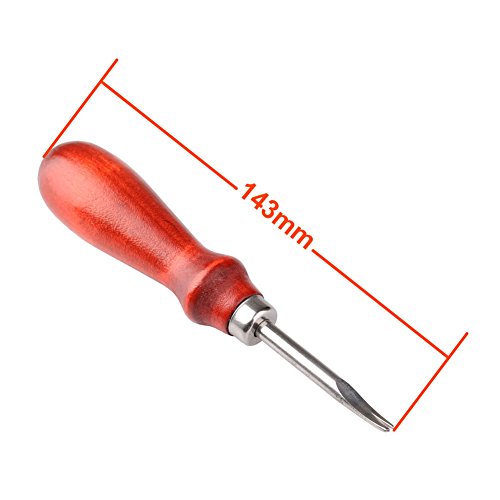 VERY100 Neu DIY Lederkanten Handwerkkunst Messer Skiving Beveling Cutting Lederverarbeitung Abdreh-Werkzeug mit Holzgriff (1.4mm) - 4