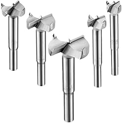 LAOYE 5 PCS Meche Bois 15-35mm foret bois Meche a Faconner Mèche à Bois Carbure Installation de Portes Sphériques pour Trou Bois Plastique Contreplaqué Tiroir 15mm 20mm 25mm 30mm 35mm